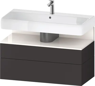 Image de Duravit Collection One Meuble sous-lavabo, 1 tiroir et 1 coulissant, 990x470x590mm, en niche blanc ultra-brillant, QA4395022800000