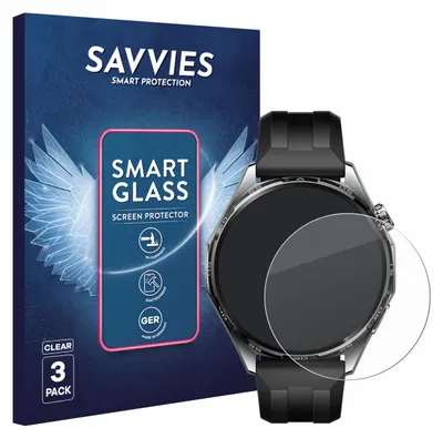 Produktbild von 3x Savvies Schutzglas Folie für Huawei Watch GT 6 (46 mm) 9H Panzer Schutzfolie Glas Displayschutz klar transparent
