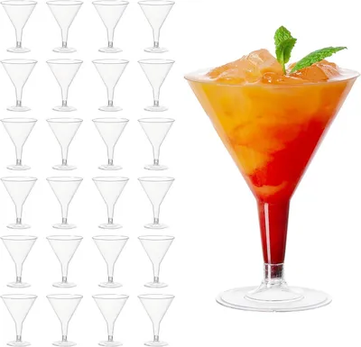 Produktbild von 48 Kunststoff Cocktailgläser, Martini Gläser, 210 ml - Wiederverwendbare Plastikbecher für Partys, Geburtstagsfeiern und Hochzeiten