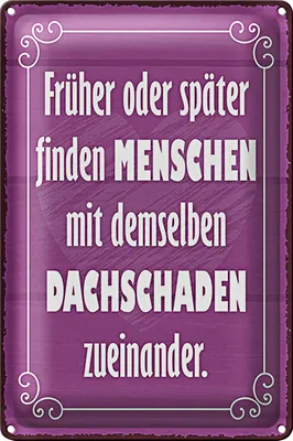 Produktbild von Blechschild Spruch 20x30cm Menschen demselbe Dahschaden