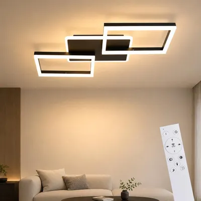 Obrázek produktu pro Dimmovatelná LED stropní lampa 48W Černá s dálkovým ovládáním pro obývací pokoj a kuchyni