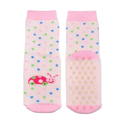 Produktbild von Kinder ABS-Socken für Mädchen aus Baumwolle Käferchen Rosa Größe 15-16