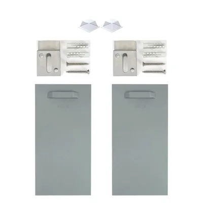 Produktbild von Selbstklebendes Befestigungsset Bilderhalter Haftbleche - 2x Halter 200x100mm + 2x Z-Haken + 2x Silikonpuffer