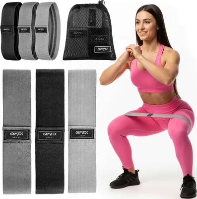 Produktbild von Gymtek® Fitnessbänder Set, Widerstandsbänder, Resistance Bands, Gymnastikband - 3er Set - 7-12/12-16/18-23 kg - Yoga, Pilates, Fitness