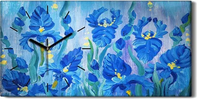 Produktbild von Leinwand Wanduhr Wandkunst Uhr Geräuschlos Kunstdruck 60x30 Gemälde Kunst Blumen - schwarze Hände