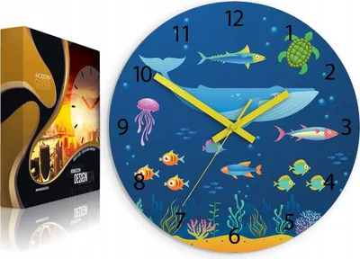 Produktbild von ModernClock, wanduhr, Silent Wanduhr, Wanduhr für Kinder Tiere des Ozeans 30cm