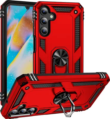 Obrázek produktu pro Pouzdro pro Samsung Galaxy A15 dvouvrstvé robustní, vojenská ochrana pouzdro s držákem prstenu a stojánkem červené