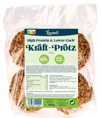 Produktbild von Locawo High Protein Low Carb Kraft-Protz Brötchen 280g