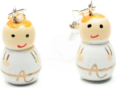 Produktbild von Engel Baby Glückspüppchen Ohrringe Miniblings Hänger Geburt Püppchen Holz weiß