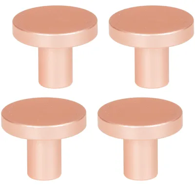 Immagine prodotto di Set da 4 pomelli per mobili Royal Ø 25 mm – oro rosa/rame, opachi, in alluminio, rotondi – viti di montaggio incluse