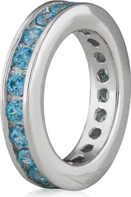 Produktbild von Silber 925 Kettenanhänger Ring Rund mit Aquamarine Zirkonia rhodiniert Taufring