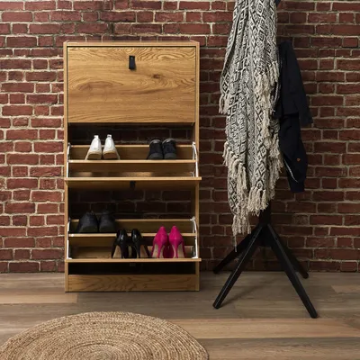 Image de Meuble à chaussures - HOME DECO FACTORY - Abbott - 3 Portes - Industriel - Marron