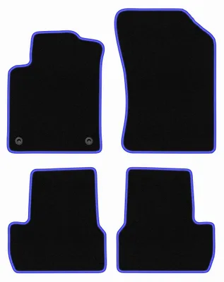 Produktbild von Velours-Fußmatten für Citroen C3 II 2009-2016 (Schrägheck) – 4-tlg, Schwarz/Blau, passgenau – Wielganizator CARLUX