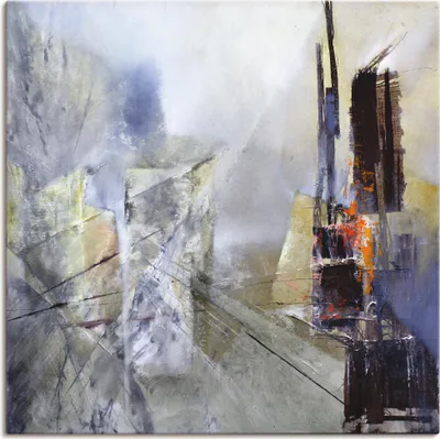 Produktbild von ARTland Leinwandbild Abstrakte Komposition in weiß I Größe: 30x30 cm