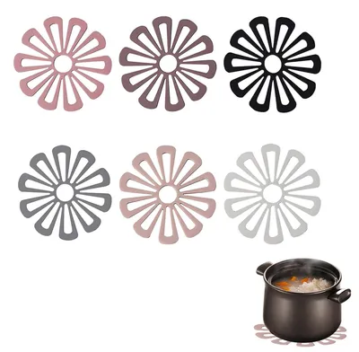 6er-Set Silikon-Topflappen & Untersetzer, hitzebeständig, Blumen-Design