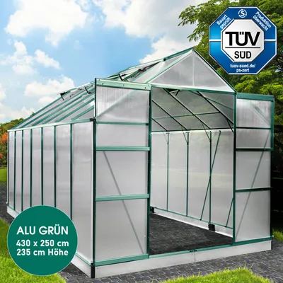 Produktbild von Aluminium-Gewächshaus 430x250x235 grün