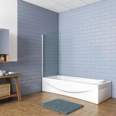 Produktbild von AICA Badewannenaufsatz 70x140cm Weiß 6mm NANO ESG-glas Feste Badewannenwand Badewannenfaltwand Duschwand für Badewanne Duschabtrennung