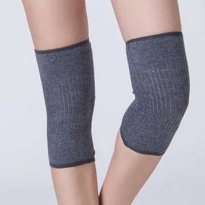 Produktbild von Kniebraces aus Kaschmir, elastische, unterstützende, warme Kniebeschutz, für Yoga, Tanz und Sport, grau.