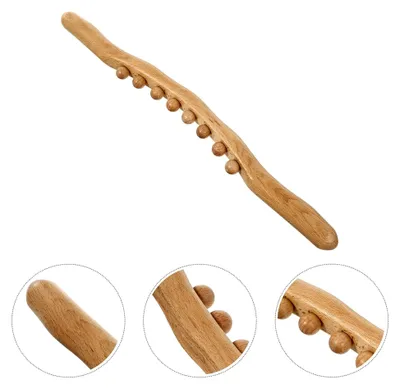 Produktbild von Holz-Massagestab mit abgerundeten Kanten und Massagepunkten