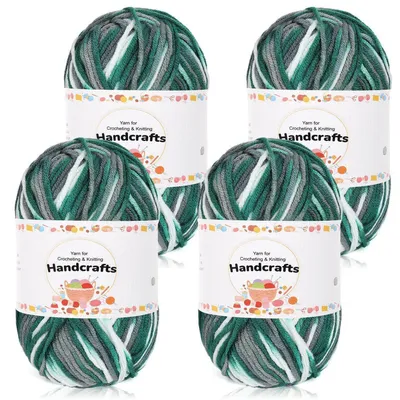 Zdjęcie produktu dla Przędza do szydełkowania, gradient kolorystyczny, bawełna/akryl, 200g (4 x 50g), 5-nitkowa, ciemnozielona