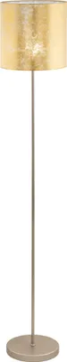 Produktbild von EGLO Stehlampe Viserbella, Vintage Stehleuchte, Standleuchte aus Stahl und Textil, Wohnzimmerlampe in Champagner, Gold, Lampe mit Tritt-Schalter, E27