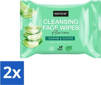 Produktbild von Sence - Aloe Vera - Gesichtsreinigungstücher - Beruhigend - 20 Tücher - Vorteilspack - 2 Stücke