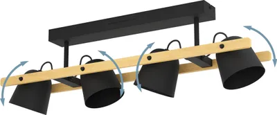 Produktbild von HORNWOOD-Z Wand-/Deckenleuchte Lampe Beleuchtung - L78 x B14 x H16 cm - schwarz, braun - IP20