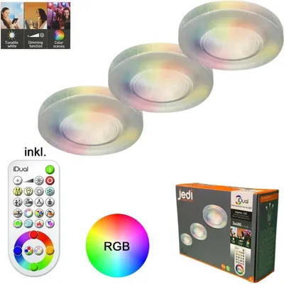 Produktbild von JEDI Lighting LED Einbauleuchte Set 3 Einbaulampe  mit FB. Lampe Leuchte JE1295831