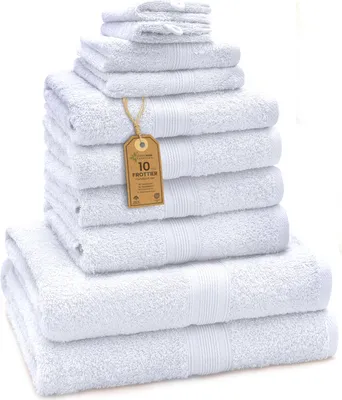 Immagine prodotto di Set di asciugamani Green Mark, composto da 10 pezzi – 100% cotone – include 4 asciugamani di dimensioni 50x100 cm