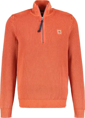 Produktbild von Lerros Strickpullover mit gezipptem Troyerkragen, gerippten Abschlüssen und Stückfärbung in verwaschener Optik