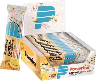 Produktbild von Powerbar Protein Plus Low Sugar + Immune Bar (16x35g) Peach Yoghurt - Riegel - Protein-Riegel
