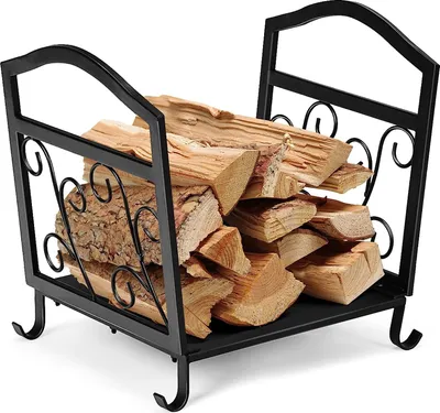Produktbild von COSTWAY Metalowy stojak na drewno opałowe, stojak na drewno opałowe z solidną podstawą i uchwytami, stojak na drewno opałowe do użytku wewnątrz i na zewnątrz, 43 x 32,5 x 40 cm