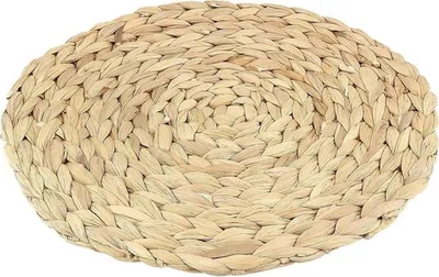 Set aus 6 runden Wicker-Tabletts aus natürlichem Hyazinthe, handgefertigte Untersetzer aus Seegras und Rattan für Esszimmer