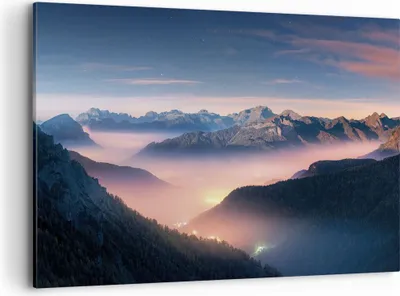 Produktbild von Bild auf Leinwand - Leinwandbild - Einteilig - Berge Wolken Nebel - 100x70cm - Wand Bild - Wanddeko - Wandbilder - Leinwanddruck - Bilder - Wanddekoration - Leinwand bilder - Wandbild - AA100x70-5004