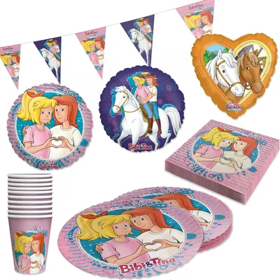 Produktbild von Bibi & Tina 41-tlg. Party Set - Becher Teller Servietten Wimpel mit 4 Ballons