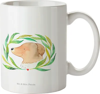 Produktbild von Mr. & Mrs. Panda Pott Hund Blumen - Weiß - Geschenk, Becher, Hundeliebe, Teepott, Teetasse, Niedlich, Tasse, Hunde, Kaffeebecher, Kaffeetasse, Hundekopf, Sprüche