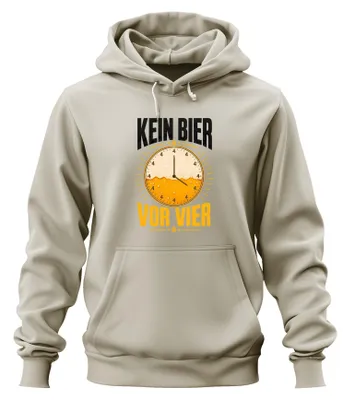 Immagine prodotto di Niente birra prima delle quattro. Divertente frase per feste, felpa con cappuccio, alcol, taglia XXL