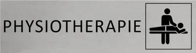 Produktbild von CombiCraft Aluminium Türschild Physiotherapie 165x45mm mit 3M-Tape zur Befestigung, einfache Kennzeichnung von Räumen und Bereichen