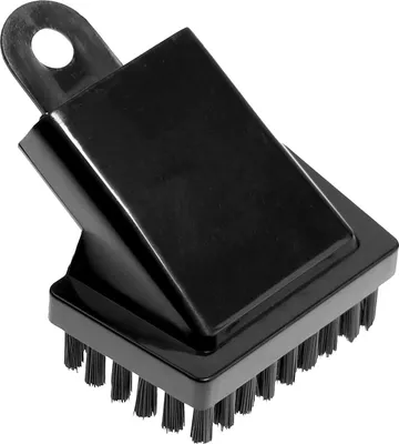 A black cleaning brush with bristles.
