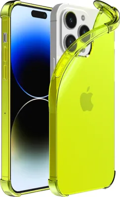 Produktbild von Smartphonica iPhone 14 Pro Max  transparente stoßfeste Silikonhülle mit Bumper - Neongelb