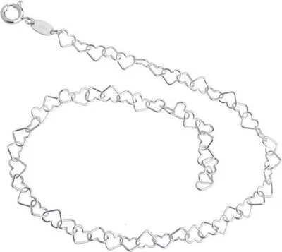 Produktbild von SILBERKETTEN STORE Fußkette Herzen - 925 Silber, Länge wählbar von 23-30cm - 29cm