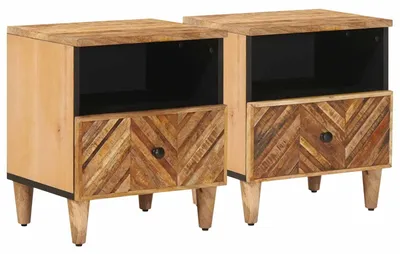 Zdjęcie produktu dla vidaXL Szafka nocna, 2 szt., brązowa, 50 x 33 x 60 cm, wykonana z litego drewna mango