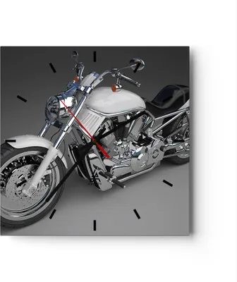 Produktbild von Wanduhr - Quadrat - Glasuhr - Motorrad Geschwindigkeit Motor - 40x40cm - Schleichendes Uhrwerk - Lautlos - zum Aufhängen bereit - Dekoration Modern - Wanddekoration aus Glas - C3AC40x40-0516