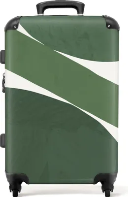 Obrázok produktu pre NoBoringSuitcases.com® Veľký kufor - Abstraktný - Zelený - Tvary - Biely - Kombinovaný zámok TSA - Pevná škrupina vozíka na 4 kolieskach - 72 litrov - Cestovný kufor - 66 cmKufr Medium 67x43x25 cm, 72L,
