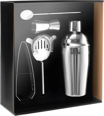 Produktbild von SEVICO Cocktail Shaker Edelstahl 5-teilig Set Zubehör Barkeeper Kit Silber Cocktailset Edelstahl F217
