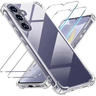 Image de Coque 3-en-1 et film protecteur pour Samsung Galaxy S24+ / S24Plus, transparente, en TPU, résistante aux chocs et aux rayures