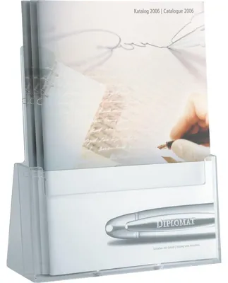 Produktbild von Helit Prospektständer - Unterstützung 210 mm x 297 mm Medien - 250 mm x 235 mm x 85 mm x - Polystyrol - Glasklar