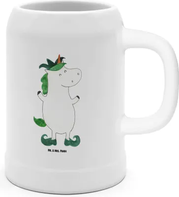 Produktbild von Mr. & Mrs. Panda Tonkrug Einhorn Joker - Weiß - Geschenk, Kasper, Krug, Humpen, Steinkrug, Einhörner, Seidel, Unicorn, Bier, Deko, Hofnarr, Mittelalter