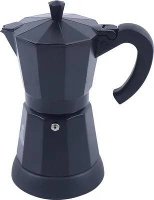 Authentischer italienischer Espressokocher, Mokkakanne für Herd, 300 ml Aluminium, schwarz, für Zuhause und unterwegs
