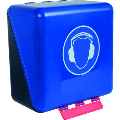 Produktbild von Brady Aufbewahrungs- und Spenderbox für Gehörschutz, Aufbewahrungsbox, Schwarz, Blau, Rechteckig, ABS, Einfarbig, Drinnen, Draußen